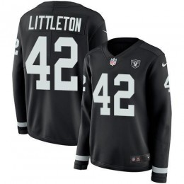 Las Vegas Raiders #42 Cory Littleton Black Team Color Women's Stitched NFL Limited Therma Long Sleeve Jersey