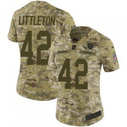 Las Vegas Raiders #42 Cory Littleton Camo Women's Stitched NFL Limited 2018 Salute To Service Jersey