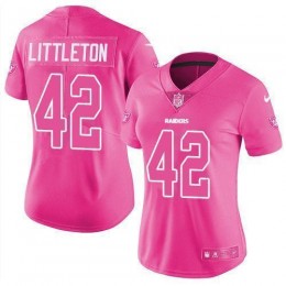 Las Vegas Raiders #42 Cory Littleton Pink Women's Stitched NFL Limited Rush Fashion Jersey