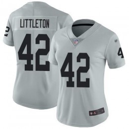 Las Vegas Raiders #42 Cory Littleton Silver Women's Stitched NFL Limited Inverted Legend Jersey