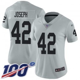 Las Vegas Raiders #42 Karl Joseph Silver Women's Stitched NFL Limited Inverted Legend 100th Season Jersey