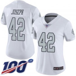 Las Vegas Raiders #42 Karl Joseph White Women's Stitched NFL Limited Rush 100th Season Jersey