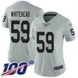Las Vegas Raiders #59 Tahir Whitehead Silver Women's Stitched NFL Limited Inverted Legend 100th Season Jersey