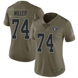 Las Vegas Raiders #74 Kolton Miller Olive Women's Stitched NFL Limited 2017 Salute to Service Jersey