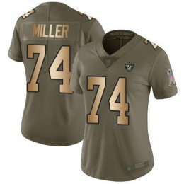 Las Vegas Raiders #74 Kolton Miller Olive/Gold Women's Stitched NFL Limited 2017 Salute to Service Jersey