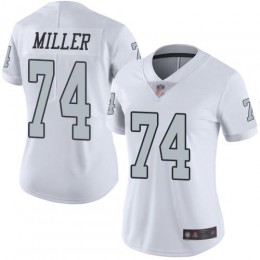 Las Vegas Raiders #74 Kolton Miller White Women's Stitched NFL Limited Rush Jersey