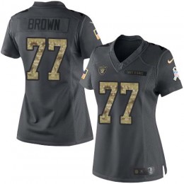 Las Vegas Raiders #77 Trent Brown Black Women's Stitched NFL Limited 2016 Salute to Service Jersey