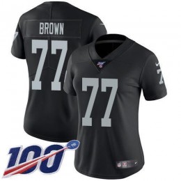 Las Vegas Raiders #77 Trent Brown Black Team Color Women's Stitched NFL 100th Season Vapor Untouchable Limited Jersey