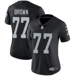 Las Vegas Raiders #77 Trent Brown Black Team Color Women's Stitched NFL Vapor Untouchable Limited Jersey