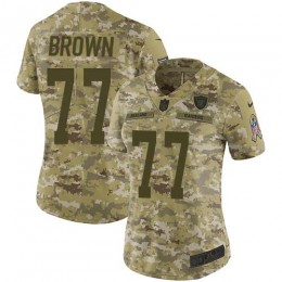 Las Vegas Raiders #77 Trent Brown Camo Women's Stitched NFL Limited 2018 Salute To Service Jersey