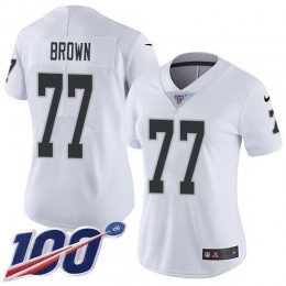 Las Vegas Raiders #77 Trent Brown White Women's Stitched NFL 100th Season Vapor Untouchable Limited Jersey