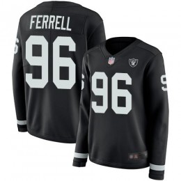 Las Vegas Raiders #96 Clelin Ferrell Black Team Color Women's Stitched NFL Limited Therma Long Sleeve Jersey