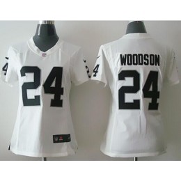 Raiders #24 Charles Woodson White Women's Stitched NFL Elite Jersey