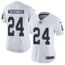 Raiders #24 Charles Woodson White Women's Stitched NFL Vapor Untouchable Limited Jersey