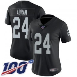 Raiders #24 Johnathan Abram Black Team Color Women's Stitched NFL 100th Season Vapor Limited Jersey