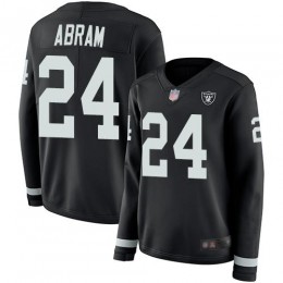Raiders #24 Johnathan Abram Black Team Color Women's Stitched NFL Limited Therma Long Sleeve Jersey