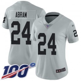Raiders #24 Johnathan Abram Silver Women's Stitched NFL Limited Inverted Legend 100th Season Jersey