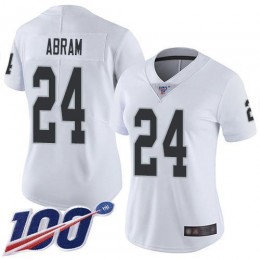 Raiders #24 Johnathan Abram White Women's Stitched NFL 100th Season Vapor Limited Jersey