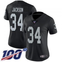 Raiders #34 Bo Jackson Black Team Color Women's Stitched NFL 100th Season Vapor Limited Jersey