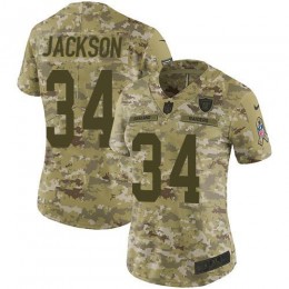 Raiders #34 Bo Jackson Camo Women's Stitched NFL Limited 2018 Salute To Service Jersey