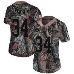 Raiders #34 Bo Jackson Camo Women's Stitched NFL Limited Rush Realtree Jersey