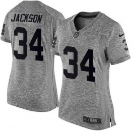 Raiders #34 Bo Jackson Gray Women's Stitched NFL Limited Gridiron Gray Jersey