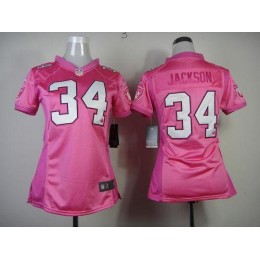 Raiders #34 Bo Jackson Pink New Women's Be Luv'd Stitched NFL Elite Jersey