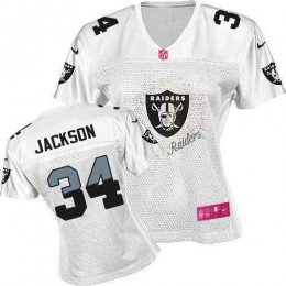 Raiders #34 Bo Jackson White Women's Fem Fan NFL Game Jersey