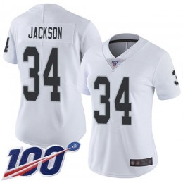 Raiders #34 Bo Jackson White Women's Stitched NFL 100th Season Vapor Limited Jersey