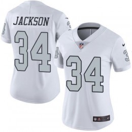 Raiders #34 Bo Jackson White Women's Stitched NFL Limited Rush Jersey