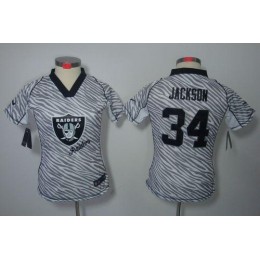 Raiders #34 Bo Jackson Zebra Women's Stitched NFL Elite Jersey