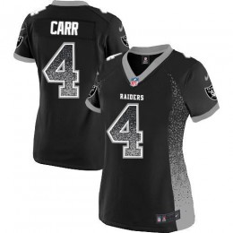 Raiders #4 Derek Carr Black Women's Stitched NFL Elite Drift Fashion Jersey