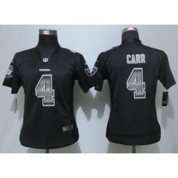 Raiders #4 Derek Carr Black Team Color Women's Stitched NFL Elite Strobe Jersey