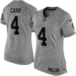 Raiders #4 Derek Carr Gray Women's Stitched NFL Limited Gridiron Gray Jersey