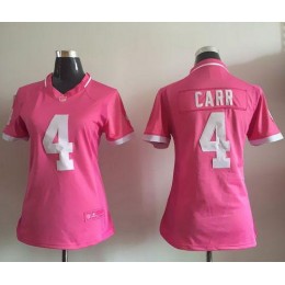 Raiders #4 Derek Carr Pink Women's Stitched NFL Elite Bubble Gum Jersey