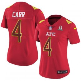 Raiders #4 Derek Carr Red Women's Stitched NFL Limited AFC 2017 Pro Bowl Jersey