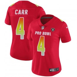 Raiders #4 Derek Carr Red Women's Stitched NFL Limited AFC 2018 Pro Bowl Jersey