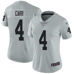 Raiders #4 Derek Carr Silver Women's Stitched NFL Limited Inverted Legend Jersey