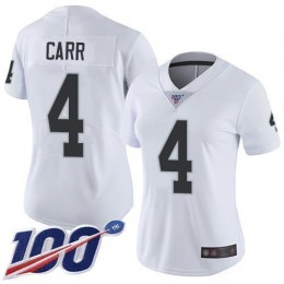 Raiders #4 Derek Carr White Women's Stitched NFL 100th Season Vapor Limited Jersey