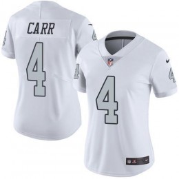 Raiders #4 Derek Carr White Women's Stitched NFL Limited Rush Jersey