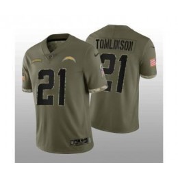 Men's Youth Women's Los Angeles Chargers #21 LaDainian Tomlinson 2022 Olive Salute To Service Limited Stitched Jersey