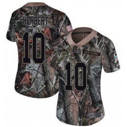 Chargers #10 Justin Herbert Camo Women's Stitched NFL Limited Rush Realtree Jersey
