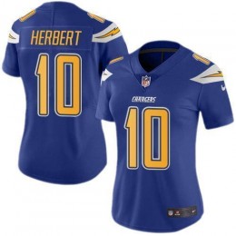 Chargers #10 Justin Herbert Electric Blue Women's Stitched NFL Limited Rush Jersey