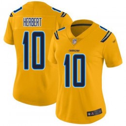 Chargers #10 Justin Herbert Gold Women's Stitched NFL Limited Inverted Legend Jersey