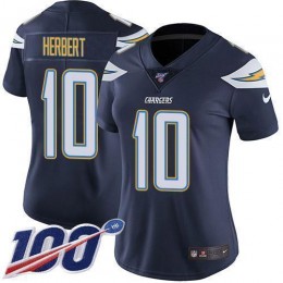 Chargers #10 Justin Herbert Navy Blue Team Color Women's Stitched NFL 100th Season Vapor Untouchable Limited Jersey