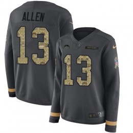Chargers #13 Keenan Allen Anthracite Salute To Service Women's Stitched NFL Limited Therma Long Sleeve Jersey