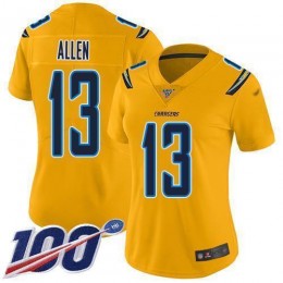 Chargers #13 Keenan Allen Gold Women's Stitched NFL Limited Inverted Legend 100th Season Jersey