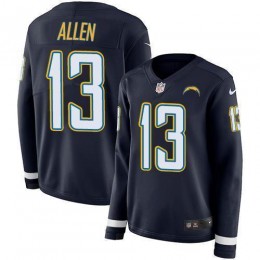 Chargers #13 Keenan Allen Navy Blue Team Color Women's Stitched NFL Limited Therma Long Sleeve Jersey