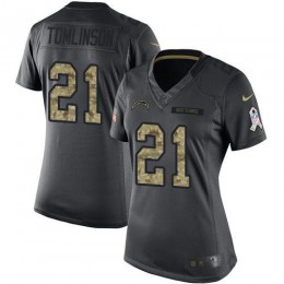 Chargers #21 LaDainian Tomlinson Black Women's Stitched NFL Limited 2016 Salute To Service Jersey