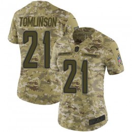 Chargers #21 LaDainian Tomlinson Camo Women's Stitched NFL Limited 2018 Salute To Service Jersey